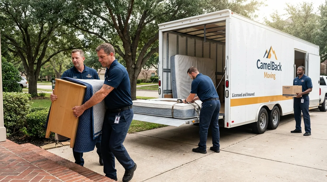 Crew loading residential truck for cross-state move from Omak, WA