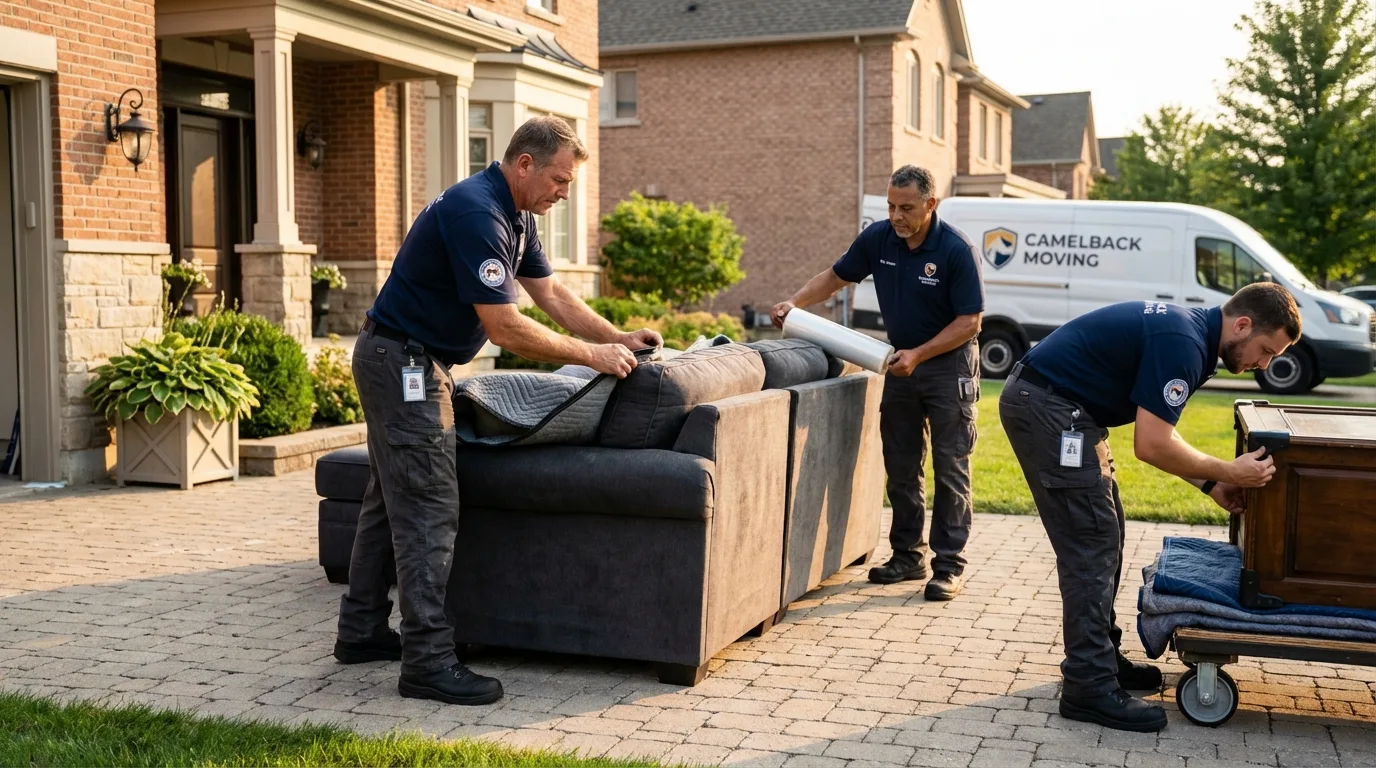 Large estate moving crew wrapping furniture in Omak, WA
