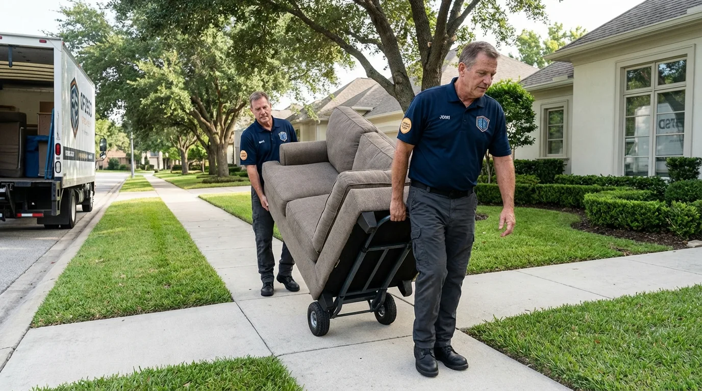 Local residential moving crew loading furniture in Omak, WA